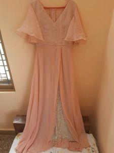 🔥LOW PRICE🔥 Elegant Pink Gown with Lace Detail