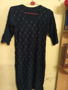 Embellished Navy Blue Kurta