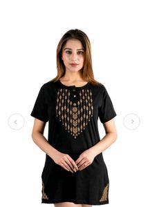 Olive Green Embroidered Tunic Top