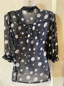 Chic Polka Dot Ruffle Blouse