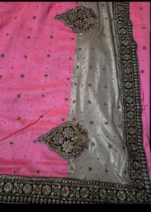 Elegant Pink & Gold Embellished Saree