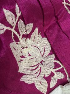 Elegant White Top &amp; Magenta Skirt Set
