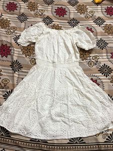 Chic Off-Shoulder White Broderie Dress