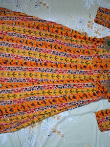 Vibrant Orange Printed Anarkali Gown