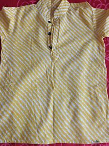 Striped Yellow Cotton Kurta