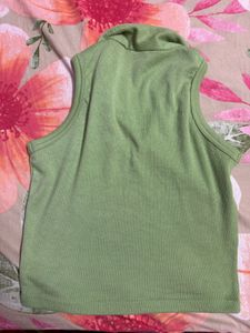 Lime Green Collared Sleeveless Top