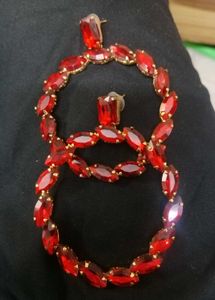 Stunning Red Gemstone Hoop Earrings