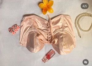 Satin Corset Top with Lace-Up Detail