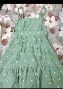 Cute Green Daisy Tiered Dress