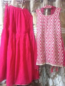 Pink Kurta Set with Sharara and Dupatta