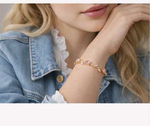Elegant Floral Bracelet with Pink Stones