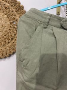 Olive Green Cropped Trousers