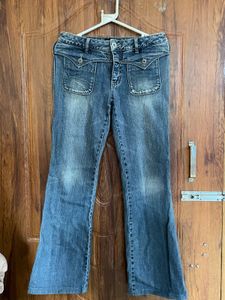 Women's Blue Vintage Denim Flare Jeans