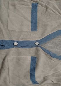 y2k cute White Knit Top with Blue Trim