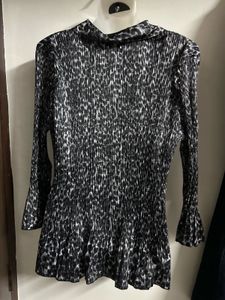 Chic Pleated Leopard Print Blouse