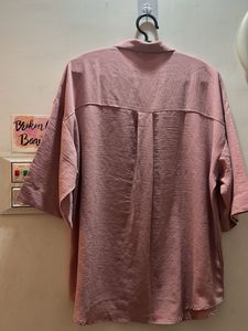 AND Stylish Pink Oversized Button-Up Top