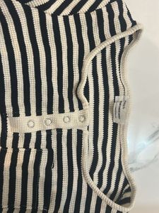 Striped Cropped Henley Top