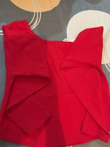 Red Cropped Off-Shoulder Top