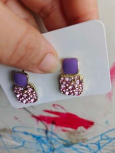 Sparkling Purple &amp; Pink Stud Earrings
