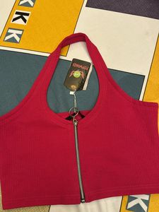 Popwings Pink Halter Neck Bralette Crop Top