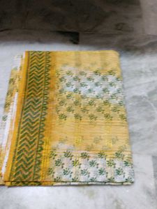 Yellow Saree with Green Border