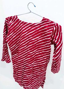Stylish Red &amp; White Striped Kurta Top