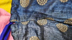 Cream Top And Blue Skirt Ethnic Wear