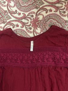 Lee Cooper Maroon Bell Sleeve Top