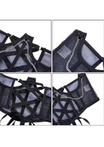 Sheer Black Corset Top with Chain Detail