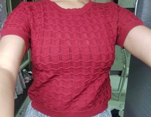 Chic Textured Red Top