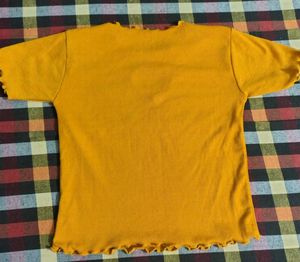 Cute Heart Cutout Mustard Yellow Top