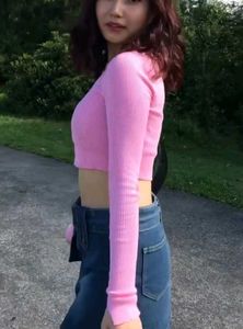 Pink Ribbed Crop Top (winter)