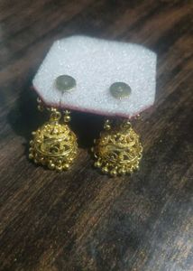 Gold Jhumka Earrings