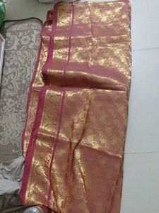 Elegant Pink &amp; Gold Silk Saree