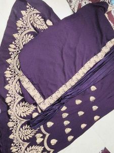Embroidered Purple Ethnic three piece set ✨