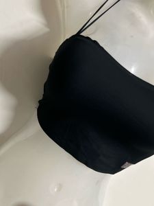 Sleek Black Spaghetti Strap Crop Top