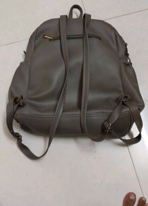 Stylish Gray Faux Leather Backpack