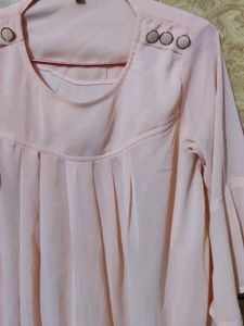 Peach Bell Sleeve Blouse