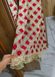 😍😍 Cream &amp; Red Ethnic Gown😍😍