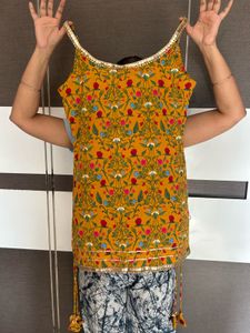 Yellow Sharara set with tassels