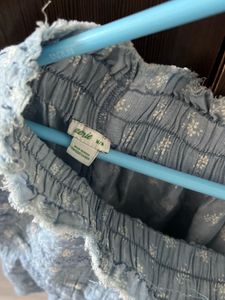 Blue Tiered Lace Mini Skirt