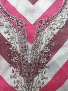 Elegant Chevron Print Kurta Set(unstitched)