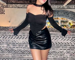 Chic Black Off-Shoulder Top with Sleeves