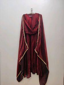 Elegant Maroon Ethnic Gown with beautifull duppatt