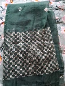 Never Used Organza Elegant Sequin Work Saree