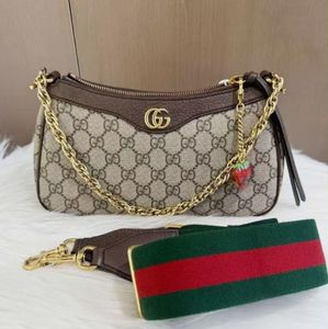 Designer Shoulder Bag with Strawberry Charm