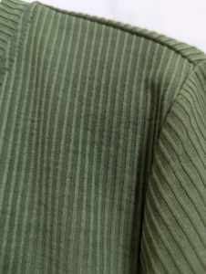 Harpa Olive Green Fitted Ribbed Top