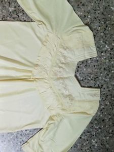 Vintage Lemon Cream Lace Detail Nightgown