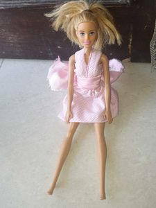 Vintage Barbie Doll with Pink Striped Dress