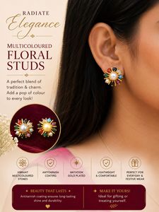 Multicoloured Floral Stud Earrings - Pasha